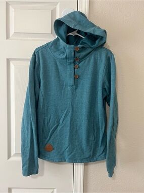 Arctic Circle Enterprises Alaska Hooded Pullover Fleece Button Neck Hoodie Large